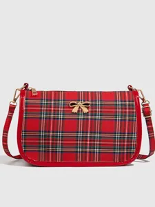 Sac à Bandoulière Mode pour Femmes à Carreaux Rouges en Toile Sac Croisé Design de Niche Sac Sous les Aisselles Haut de Gamme Sac de Voyage Décontracté