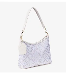 Elegante jacquard schoudertas met etnisch patroon en stijlvol design voor de dames.
