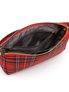 Women red plaid underarm bag fashion versatile crossbody bag large capacity canvas shoulder bag