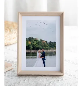 Wooden picture frame detail showcasing retro wood grain design, perfect for home decor display.