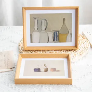 Wooden photo frame desktop picture display wooden art frame retro home decor table decor