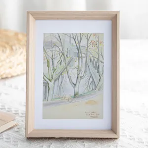 Wooden photo frame 6 inch tabletop picture frame with wood grain finish for home decor.