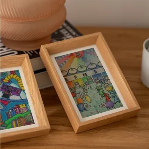 Wooden photo frame retro style desktop picture frame for home decor and photo display 6 inch