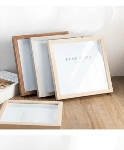 Minimalist wooden photo frame 3D hollow picture frame for desktop display home decor art.
