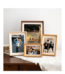 Wooden picture frame detail desktop decor multi size photo display set for home style
