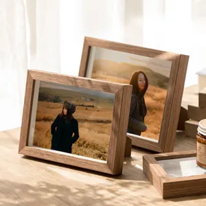 Wooden Hollow 3D Picture Frame Modern Minimalist Photo Frame Desk Display Stand Wall Hanging Home Decor