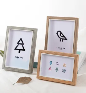 Wooden photo frame desktop display set, minimalist picture frames for home decor and walls.