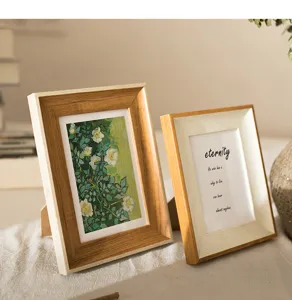 Wooden picture frame for tabletop display, elegant retro photo frame home decor item.