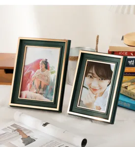 Nordic luxury retro green photo frame desktop ornament home decor picture frame detail view