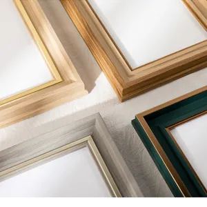 Nordic style luxury photo frame corner detail, elegant wooden and metallic design for home.
