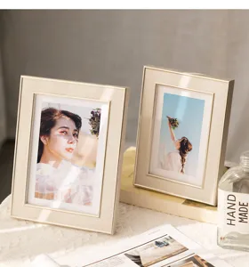 Modern minimalist round edge metal picture frame tabletop photo display home decor
