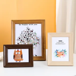 Wooden picture frame set of three in various sizes and finishes, ideal for desktop decor.