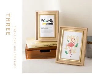 Nordic luxury wooden picture frame photo stand for bedroom bedside table home decor.