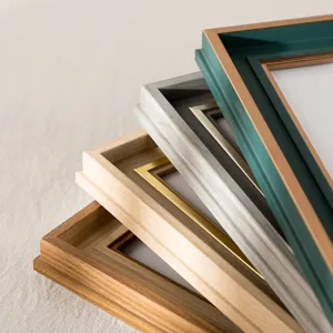Nordic style multi-color wooden photo frame set, stacked tabletop picture frame for home decor.