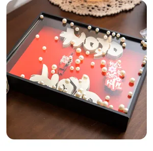 DIY decorative pearl display box craft kit with 3d letters and assorted faux pearls.