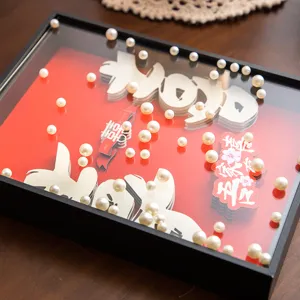 DIY 3D pearl picture frame kit handmade resin pearls decorative shadow box material pack