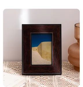 Vintage dark wood photo frame American style retro picture frame for home decor display.