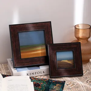 Retro square picture frame vintage wood photo frame for wall art oil painting home decor