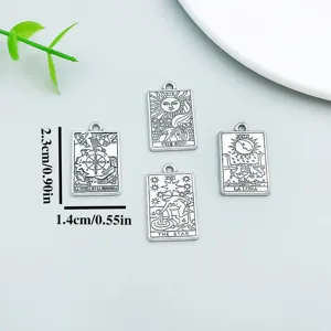 Antique silver tarot card charms pendants, metal tarot charms for DIY jewelry making accessories.