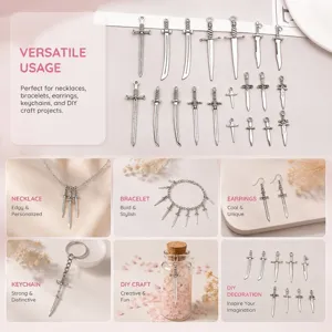 Mix 20pcs antique silver alloy sword charms miniature dagger pendants for DIY jewelry making