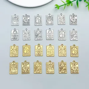 Tarot card metal charms pendant set, antique silver gold DIY handmade jewelry accessories.