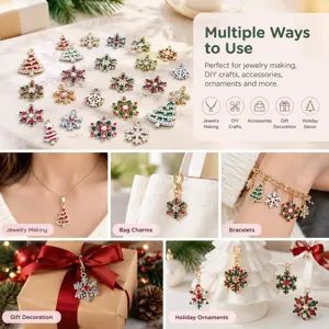 Colgantes dijes árbol de Navidad copo de nieve esmalte strass para manualidades DIY.