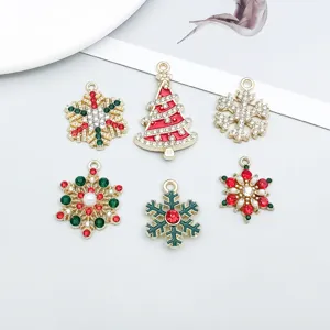 Árbol de navidad copo de nieve colgante estrás aleación accesorios joyería bricolaje