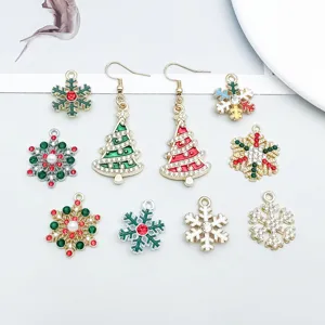 Árbol de navidad copo nieve aleación diamantes colgante DIY joyería hecha a mano.