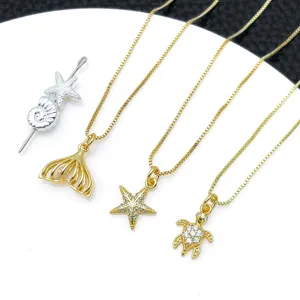 Vergulde strass oceaan zeester schildpad hanger sieraden DIY accessoires ketting detail