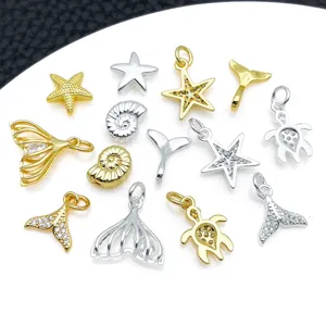 Oceaan thema metalen bedels hangers voor DIY sieraden maken, zeester, schildpad, schelp.