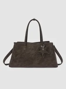 Dames Westerse Stijl Zacht PU Leer Tote Tas Grote Capaciteit Multi-Compartiment Contrast Voering Handtas Met Sterbedel