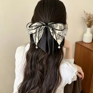 Koreanischer Stil Paisleymuster Schleife Haarklammer, elegantes Haaraccessoire Damen.