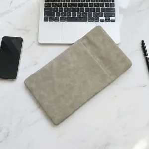 Grey PU leather laptop sleeve envelope case protective cover for tablet notebook 14 inch