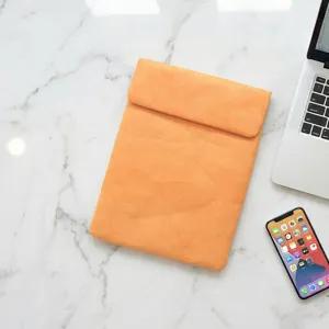 Orange Dupont paper laptop sleeve, waterproof envelope tablet case, lightweight storage .