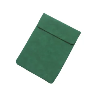 Green PU leather laptop sleeve 14 inch tablet protective envelope case waterproof business bag