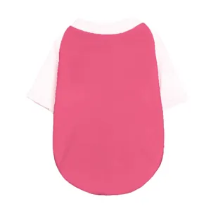 Dettaglio maglietta animali rosa e bianca blocco colore, abbigliamento cane maniche corte.