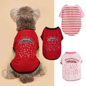 Pet Dog T-Shirt Clothes Polyester Two-Legged Apparel Cute Umbrella Heart Print Casual Breathable Puppy Vest Outfit