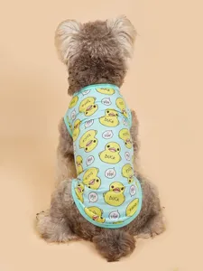 Niedliche Frühlings- und Sommer-Haustierweste für Katzen und Hunde, hellblau Enten Druck.