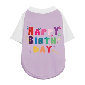 simpatico t-shirt per cane manica raglan bianca stampa festa di compleanno vestiti