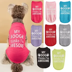 Gilet pour Animal de Compagnie Fin et Respirant d'Été Couleur Unie Impression de Pattes Anglaises Vêtements pour Chiots