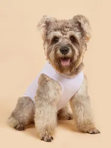 Ademend zomer huisdier vest voor honden en katten, eenvoudig wit lichtgewicht hondenshirt.