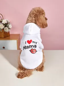 Detailed view of the cute pet hoodie featuring back print, soft fabric and comfortable fit.