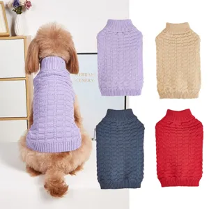 Maglione per Cane Gatto Inverno Caldo Maglieria Tinta Unita Quadri Collo Alto Pullover Piccoli Medi Animali Abbigliamento