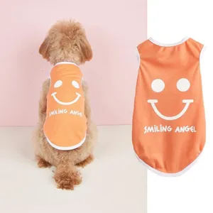 Summer cute dog vest orange puppy clothes cute pet apparel small dogs breathable cotton top