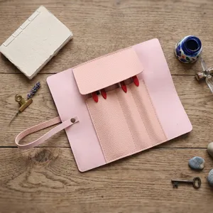 Rosa PU Leder Make-up Pinsel Aufbewahrungstasche tragbarer Reise Kosmetik Organizer