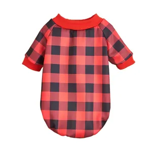 Sweat-shirt pour chien à carreaux rouges et noirs classique automne hiver polaire chaude chiot vêtements