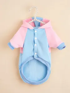 Süßer rosa-blauer Doggy-Kapuzenpullover, warmer Fleece-Haustierpullover für kleine Hunde Welpen.