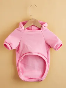 Warm fleece pet cat dog hoodie cute pink two-legged sweater autumn winter apparel for small pets