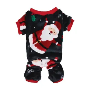 Cute Christmas dog fleece jumpsuit warm four-leg pet clothes festive Santa winter apparel