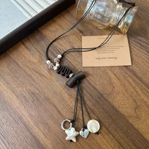 Nouveau style chinois rétro pendentif étoile cœur collier femme Zen ethnique chaîne pull bijoux